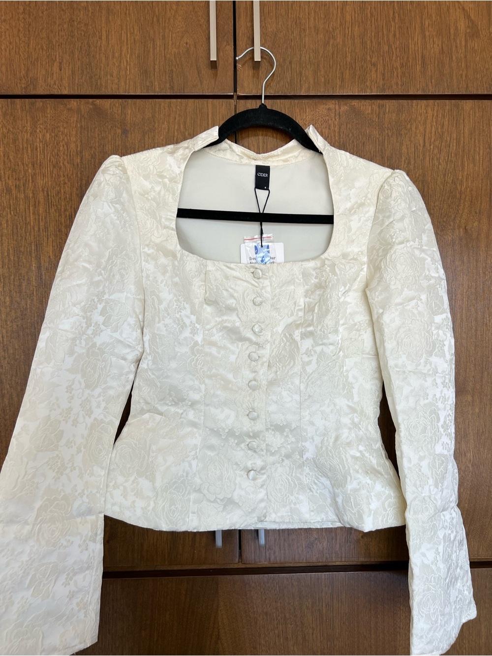 Cider Ivory Brocade Button-Front Jacket - Picture 6 of 6